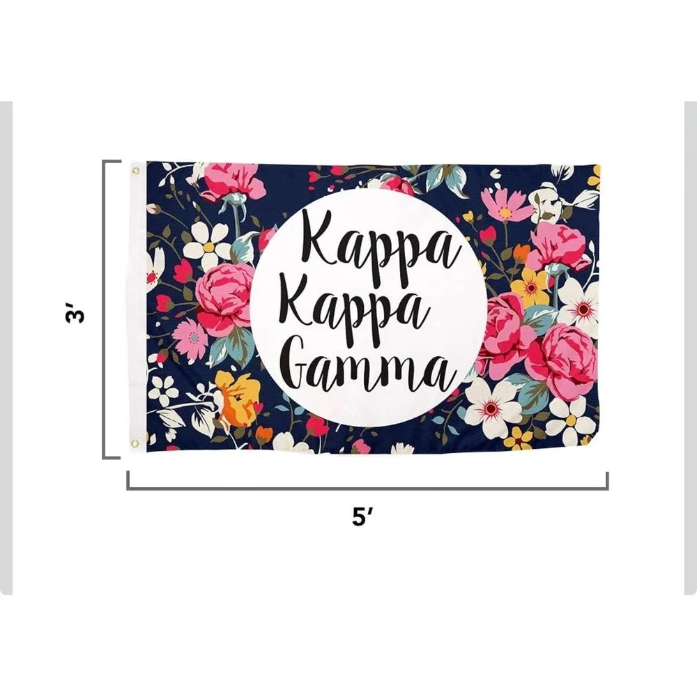 Scotty Gear Kappa Kappa Gamma Floral Wall Flag Sorority Decor OS Navy Blue